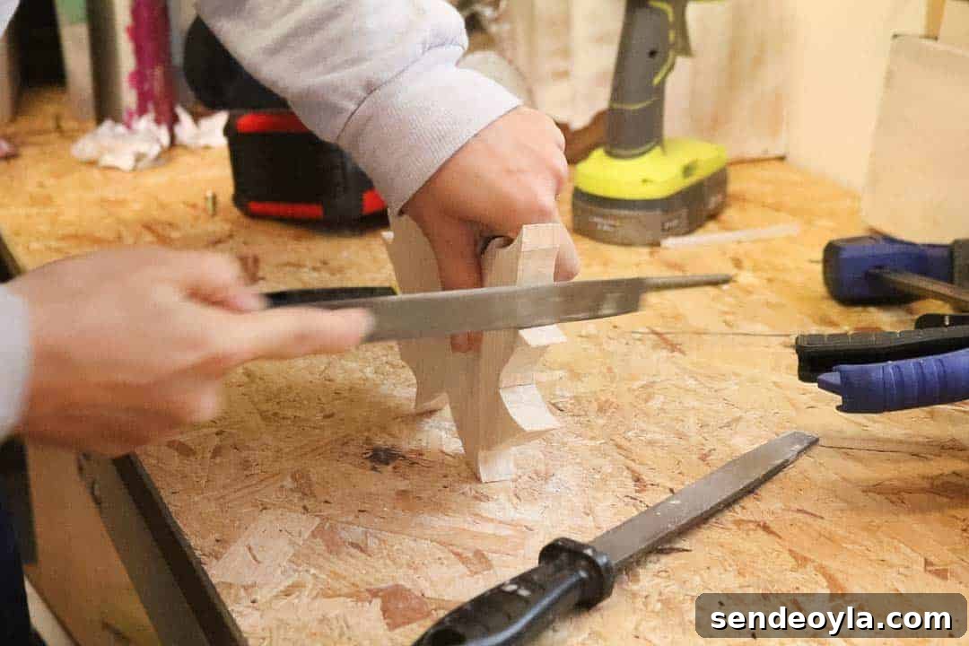 Build Your Own Wooden Maple Leaf Trivet 21 rasping jigsaw edges of wooden maple leaf