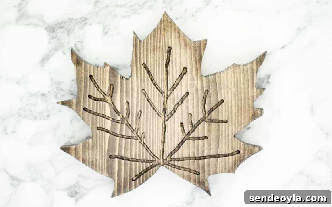 Build Your Own Wooden Maple Leaf Trivet 6 routered and stained pine maple leaf
