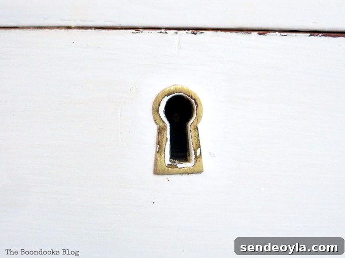 How to Make Furniture Shine with Crystal Dresser Knobs 8 cleaned key hole, How to Make your Dresser Sparkle with Age www.theboondocksblog.com
