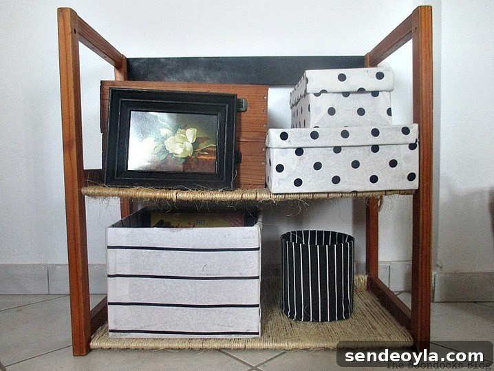 final styling with fabric-covered boxes