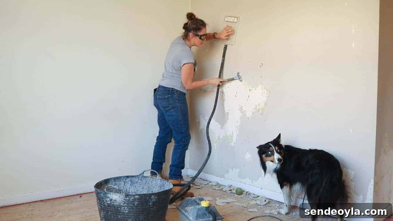 How to Use a Wallpaper Stripper to Remove Old Wallpaper 7 removing wallpaper with a stripper