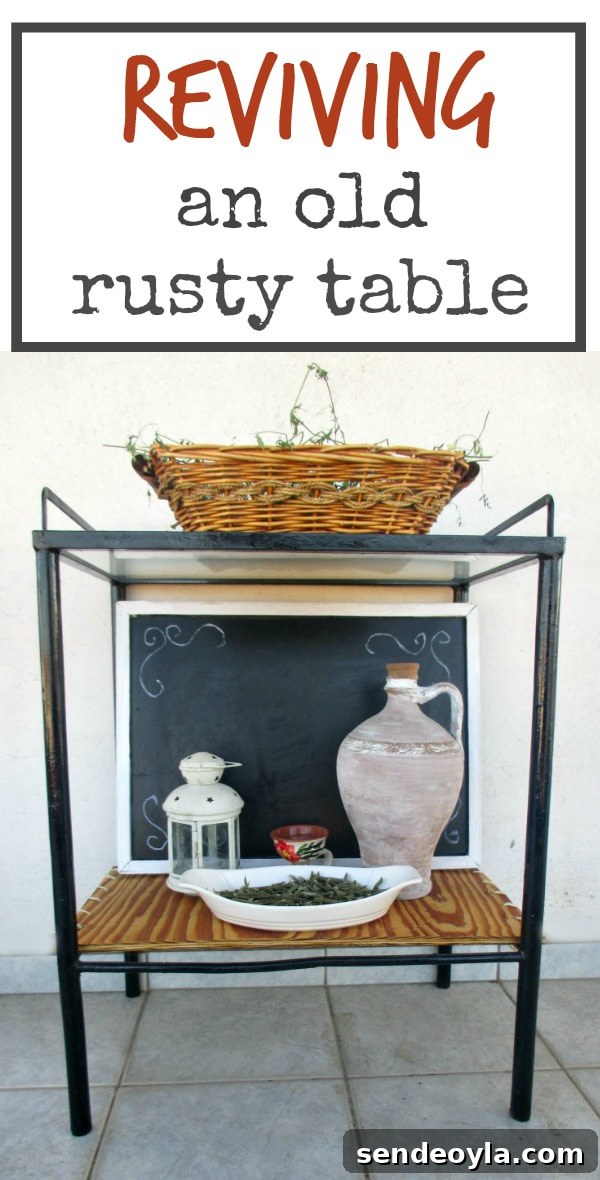 Rusty table to new, #upcycle #oldtonew #metalfurniture #metalsidetable #furniture #paintproject #DIYproject A rusty old Table Revived www.theboondocksblog.com