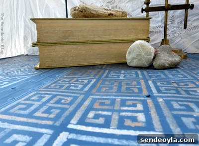 Stenciled metal trunk