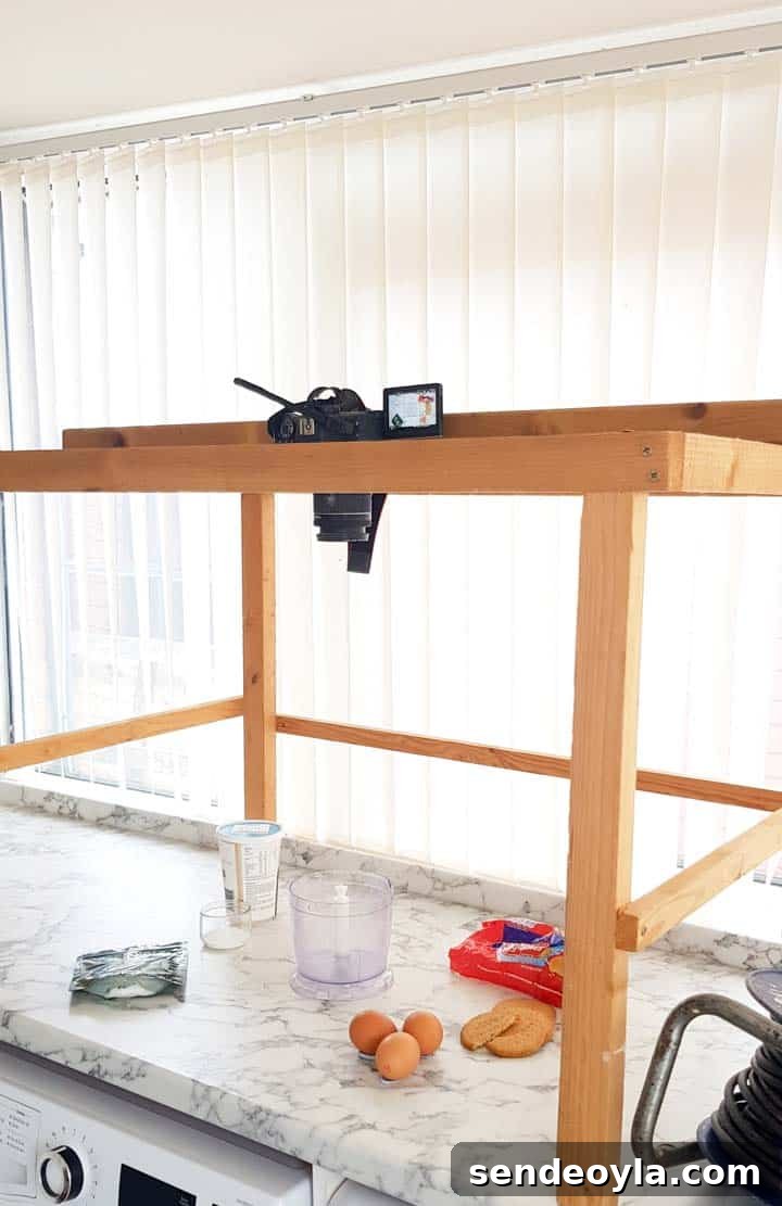 DIY Food Photography and Video: Essential Gear and Tips 4 Canon 750D filming Tasty style cooking videos on a birdseye DIY wooden camera rig