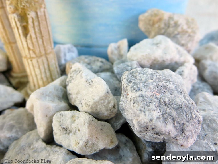 Upcycled Beach Vignette Ideas for Coastal Decor 11 close up of the pebbles, Using Pebbles to Inspire My Love of the Beach www.theboondocksblog.com