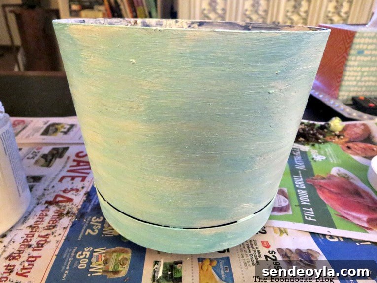 Upcycled Beach Vignette Ideas for Coastal Decor 10 adding acrylic craft paint over the white, Using Pebbles to Inspire My Love of the Beach www.theboondocksblog.com