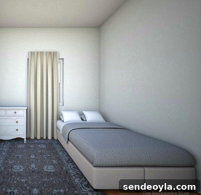 How to Use a Mood Board to Improve Your DIY Projects 12 rendition of bedroom with bed placement