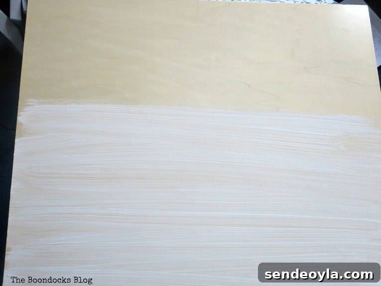 Painting laminate board with chalky white paint.