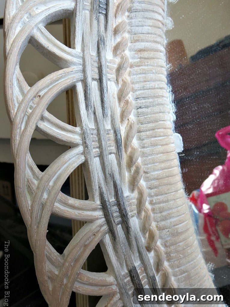 Detail of grey color on mirror