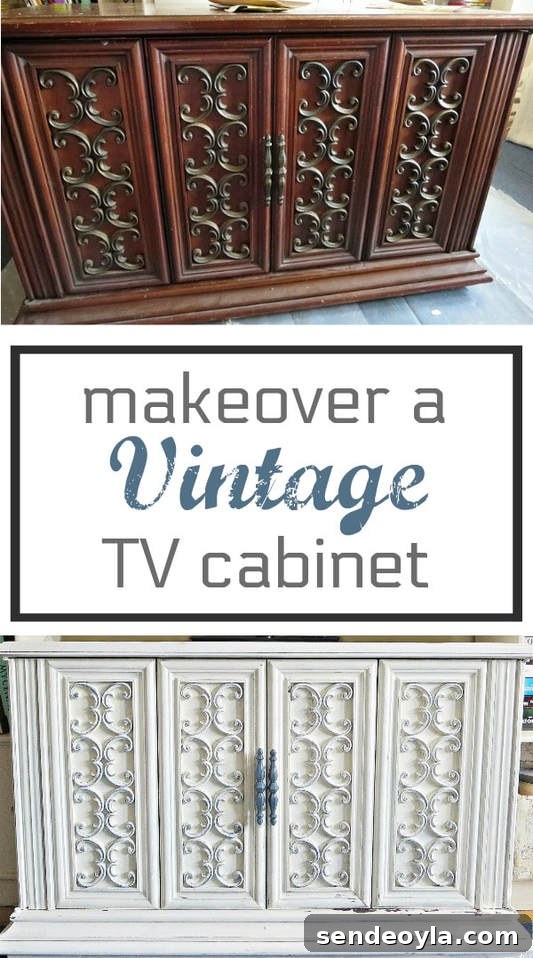 Paint and Restore a Vintage TV Cabinet: DIY Guide 17 How to Makeover a Seventies Vintage TV Cabinet for storage, #furnituremakeover #Vintagefurniture #SeventiesTVCabinet #OldFashionedMilkPaint #TVCabinetasstorage #ScrollworkonTVCabinet How to Revive a Vintage TV Cabinet www.theboondocksblog.com