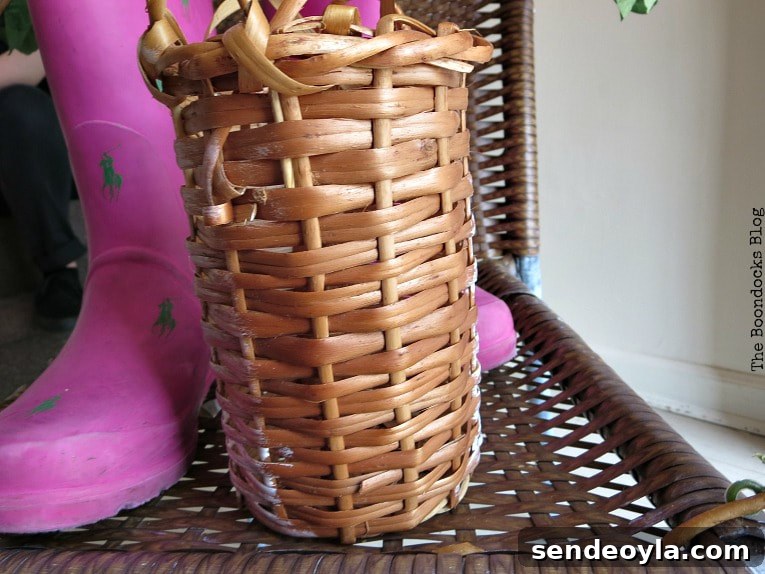 DIY Repair and Repurpose a Torn Rattan Chair 6 wicker wine bottle holder
