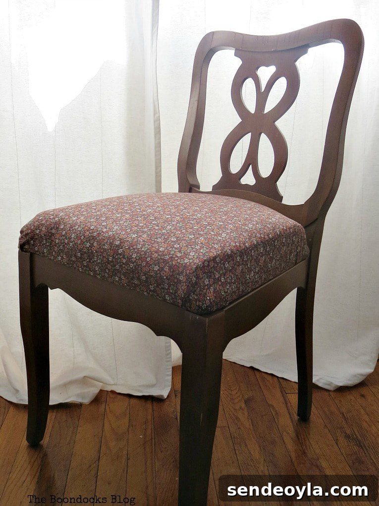 DIY: Turn One Chair Into Two Distinct Makeovers 2 Chair before, How to Get Two Unique Makeovers from One Chair www.theboondocksblog.com
