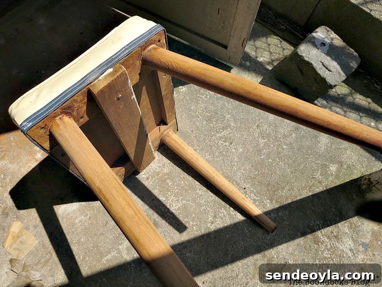 DIY Wooden Stool Makeover: Transform It Into a Chic Seat 6 Trying to sand the rest of the legs, The Not So Simple Transformation of a Bench