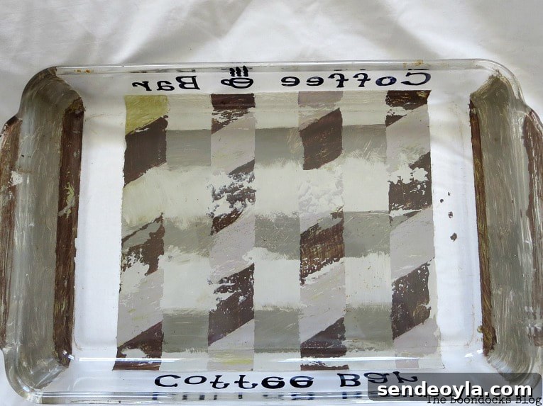 DIY Laid-Back Coffee Bar Station: Create a Playful Home Nook 9 The finished dish with coffee bar lettering on the sides.