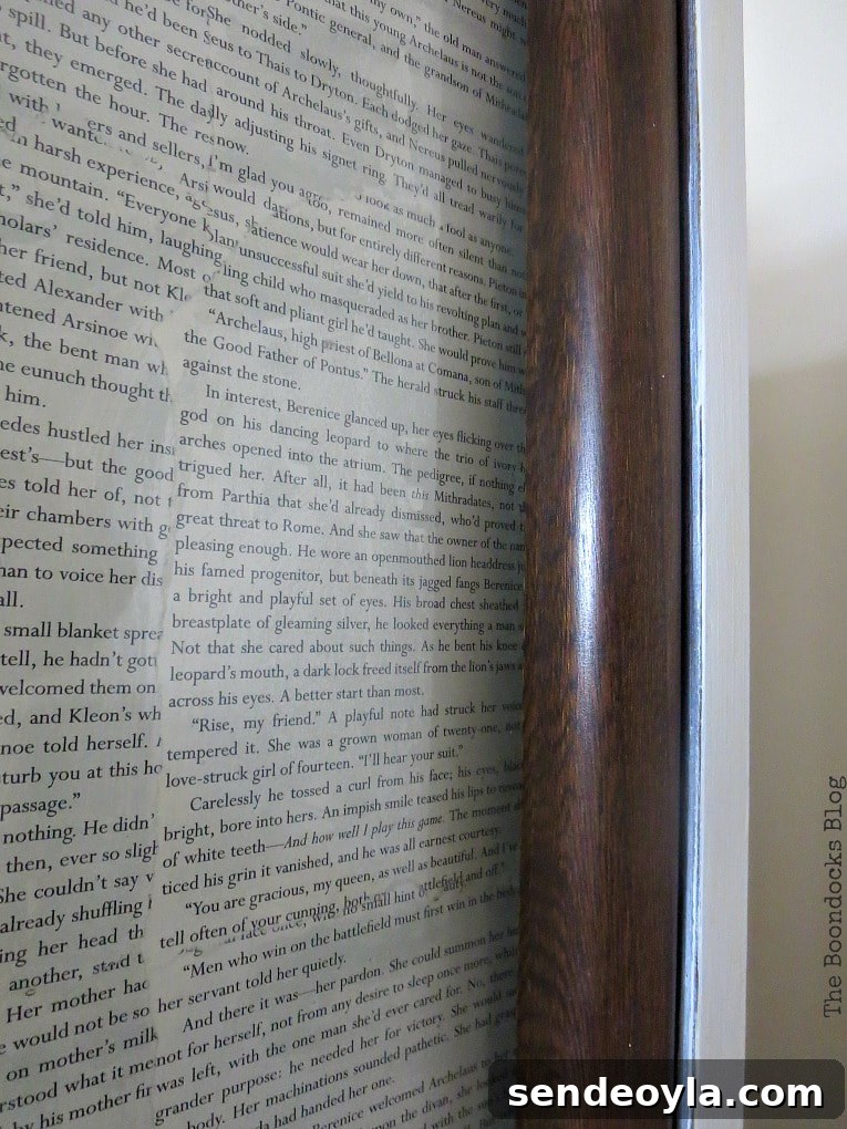 Close up showing the walnut piece of china cabinet