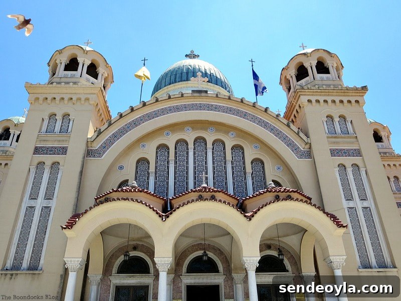 Looking up at St. Andrew's Cathedral, Patra Greece