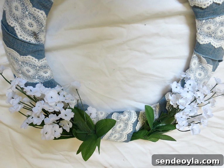 Add Color to Your Home with Vibrant Wreath Ideas 5 Adding the white flowers on the bottom