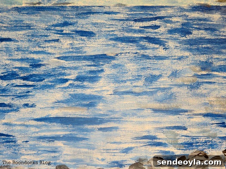 Step-by-Step Impressionist Painting Tutorial for Beginners 12 brush strokes for the sea, How to Make your Own Impressionist Art Painting www.theboondocksblog.com