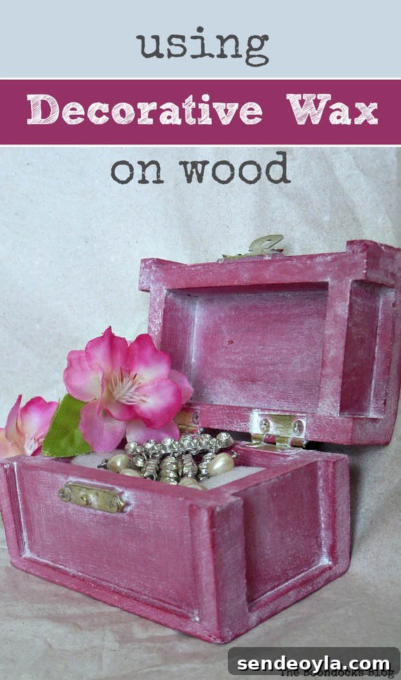 Small red treasure box with farmhouse white decorative wax