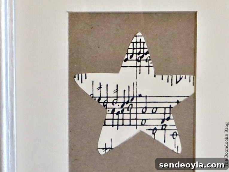 Quick Spring Art Ideas to Refresh Your Home 7 Close up of the brown kraft paper and musical star.