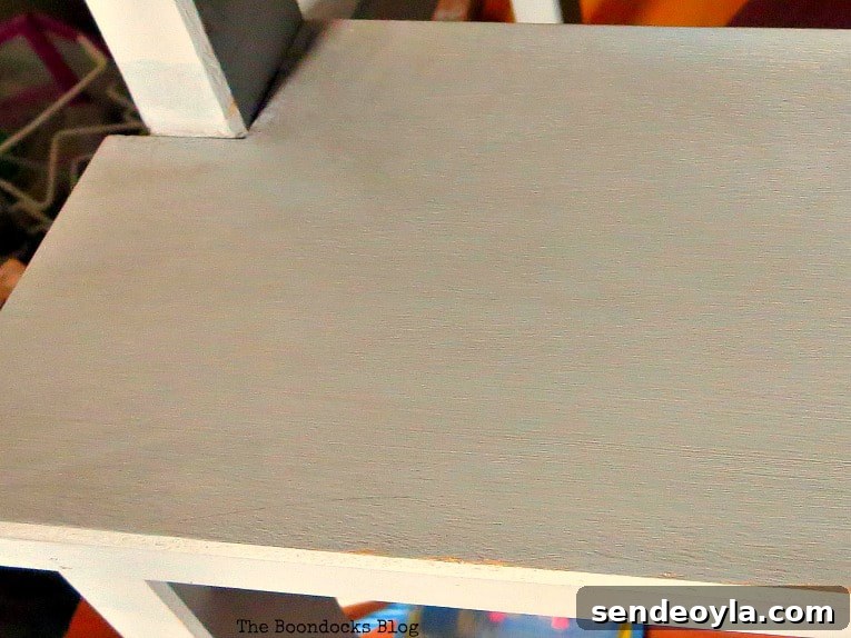 Showing the warm look of the dark wax on the Ikea Bekvam step stool.