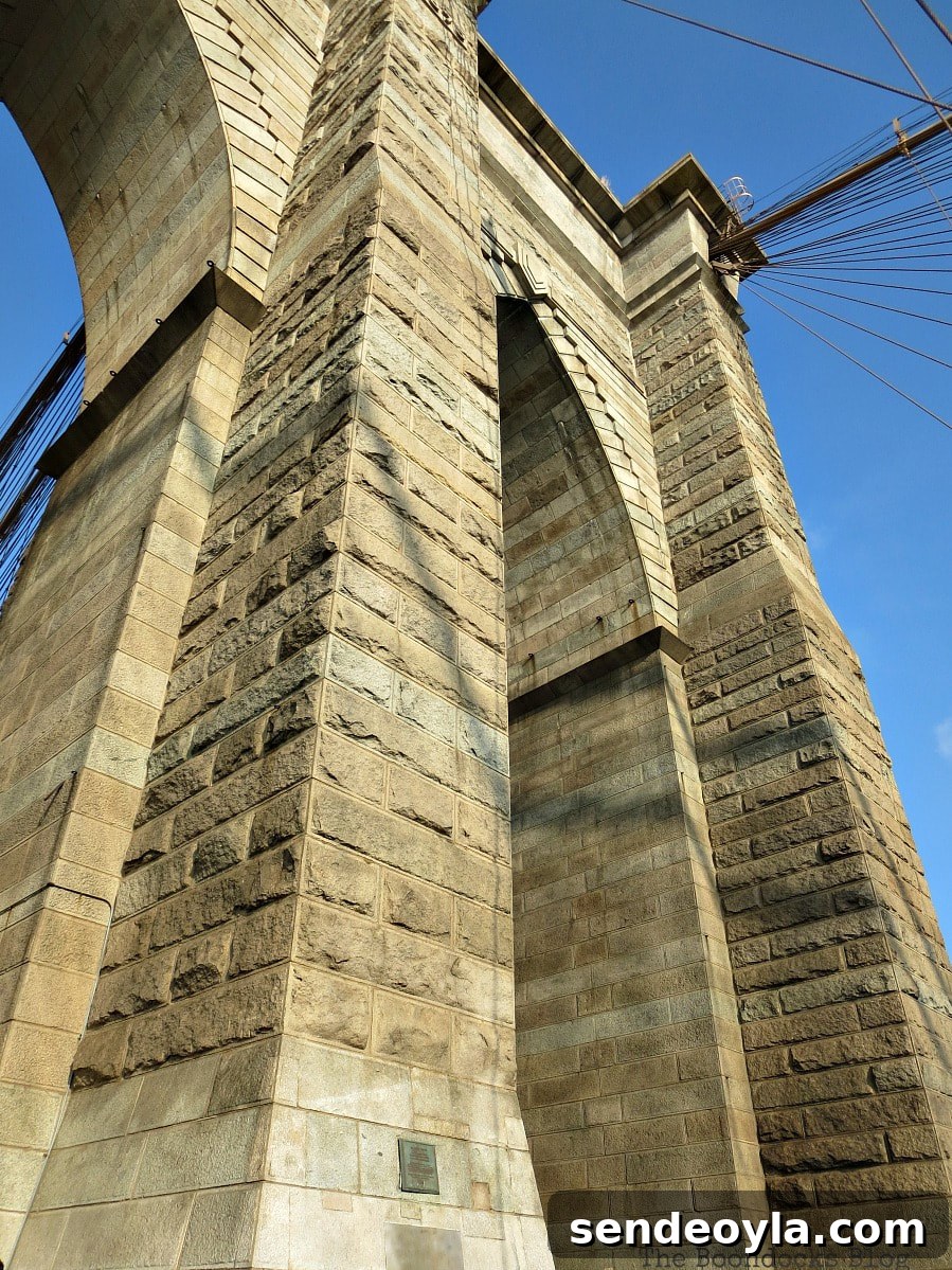 The massive towers of the bridge, A Tour of the Astonishing Brooklyn Bridge Walkway www.theboondocksblog.com