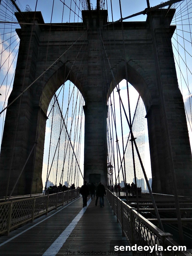 The first tower of the Brooklyn Bridge, A Tour of the Astonishing Brooklyn Bridge Walkway www.theboondocksblog.com