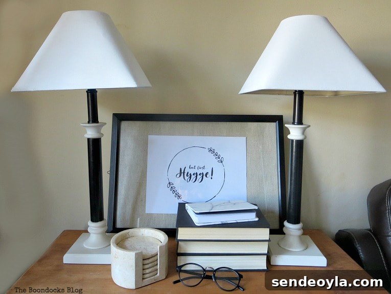 Two lamp shades upcycled with paint