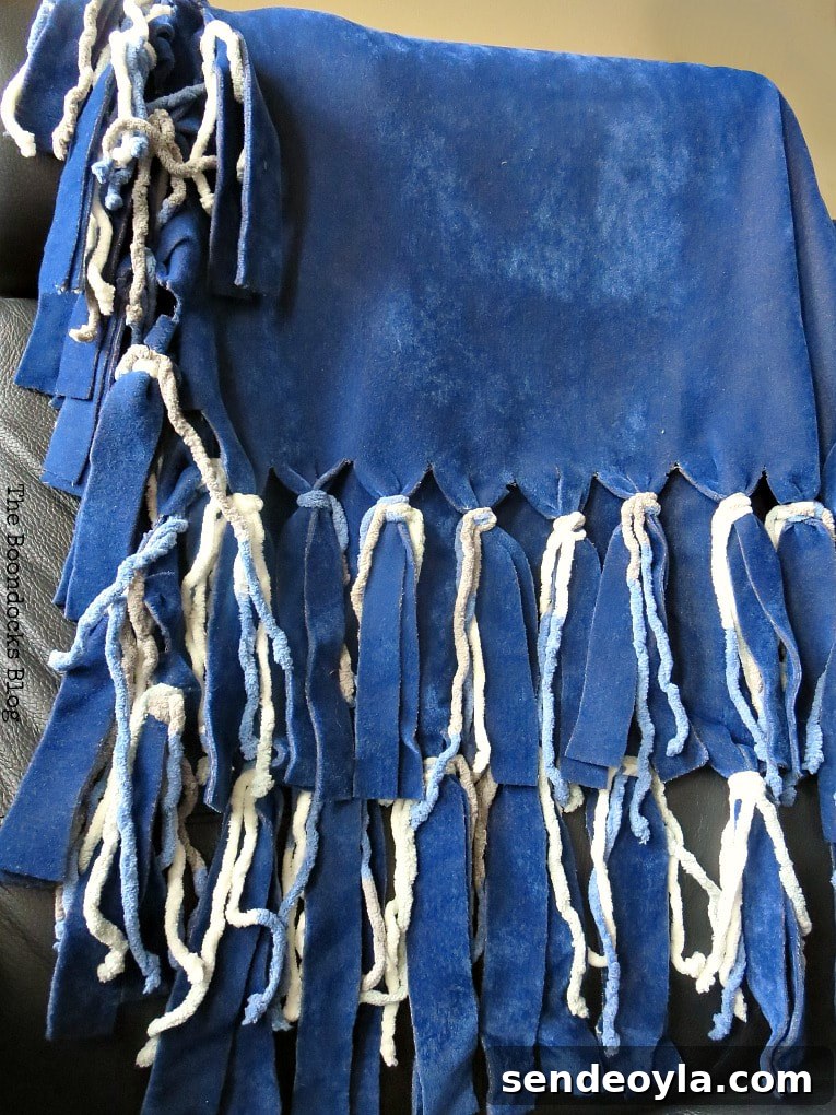 double fringe, How to easily transform a blanket with yarn