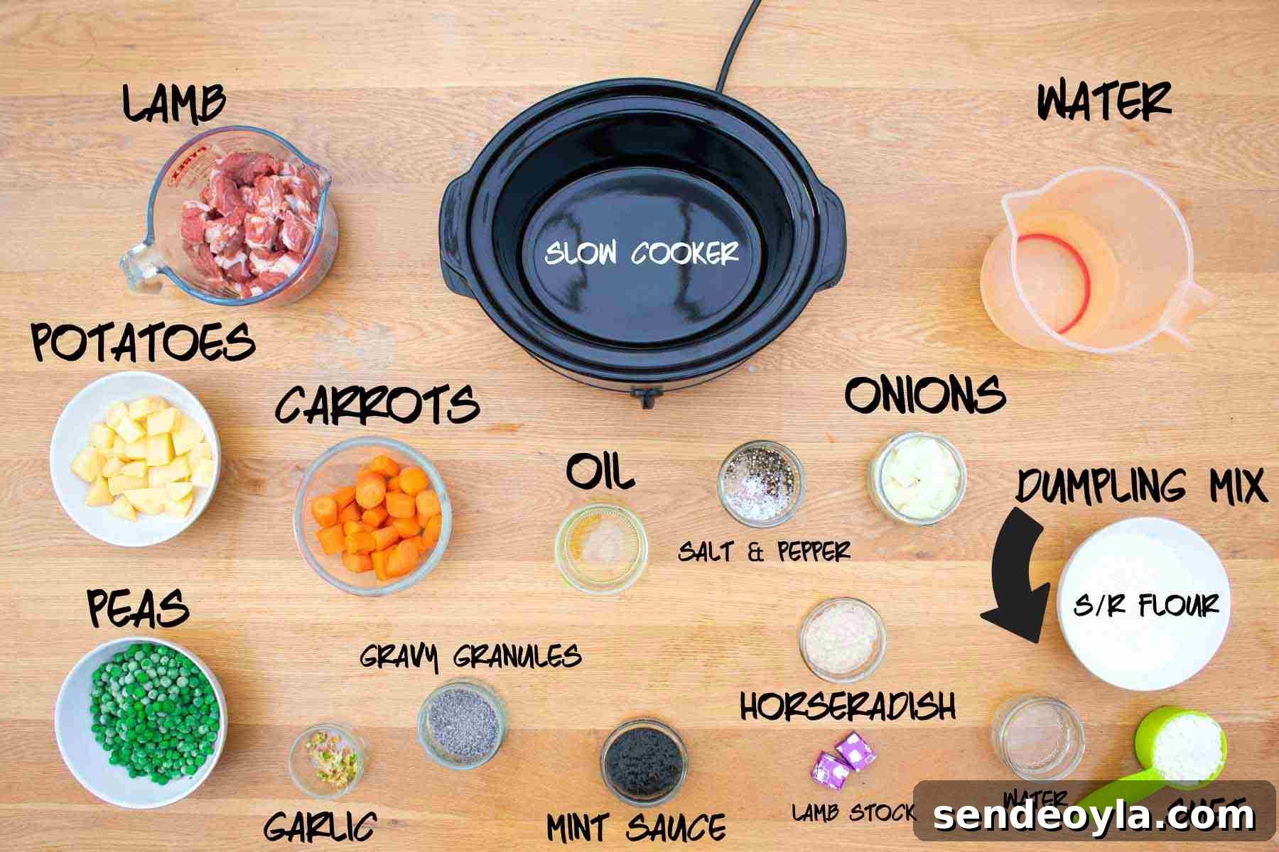 Slow Cooker Minted Lamb Stew with Dumplings 4 Ingredients for lamb stew and dumplings