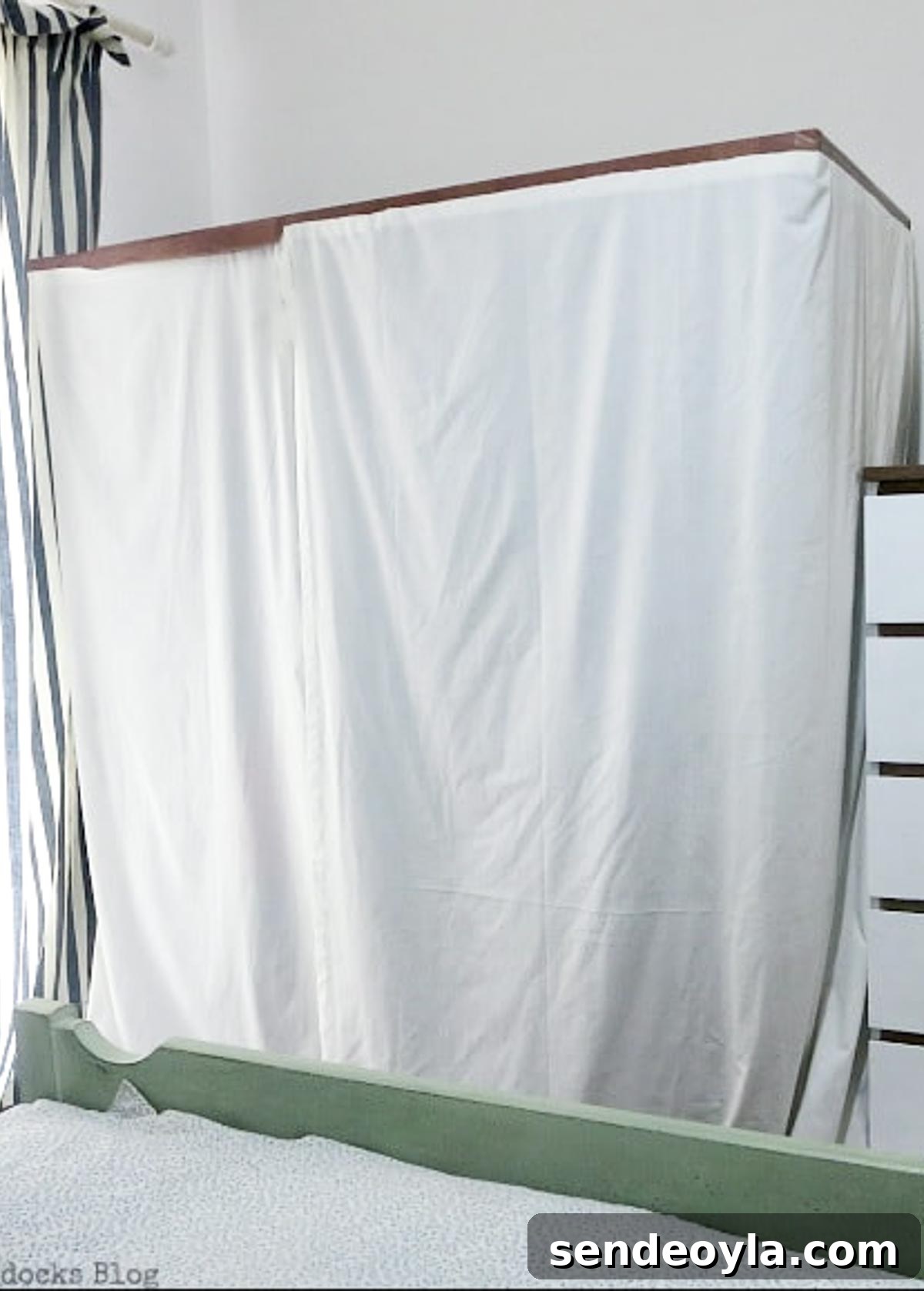 DIY Clothes Rack Cover: Step-by-Step Guide 2 Clothes rack cover and dresser.