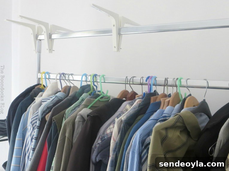 DIY Clothes Rack Cover: Step-by-Step Guide 3 A clothing rack with hangers and clothes.