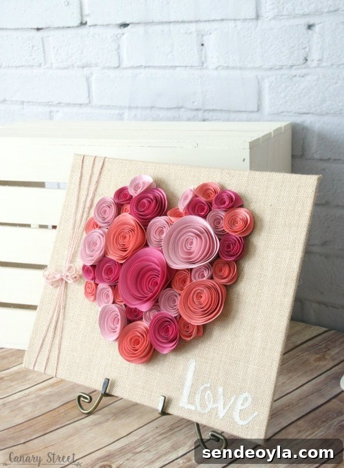 Valentine's day crafts spiral flowers.