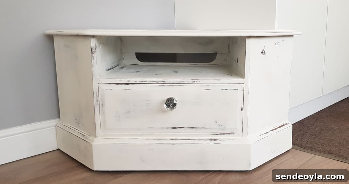 Finished TV unit on how to paint furniture 