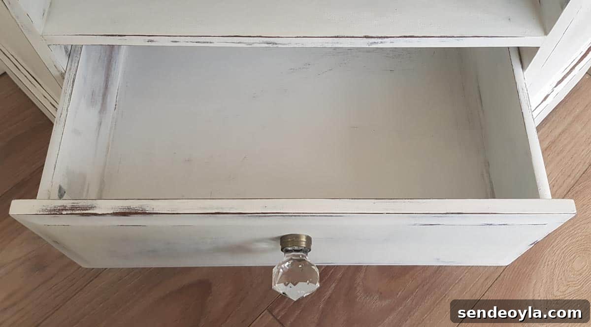 shabby chic chalk painted drawer in white