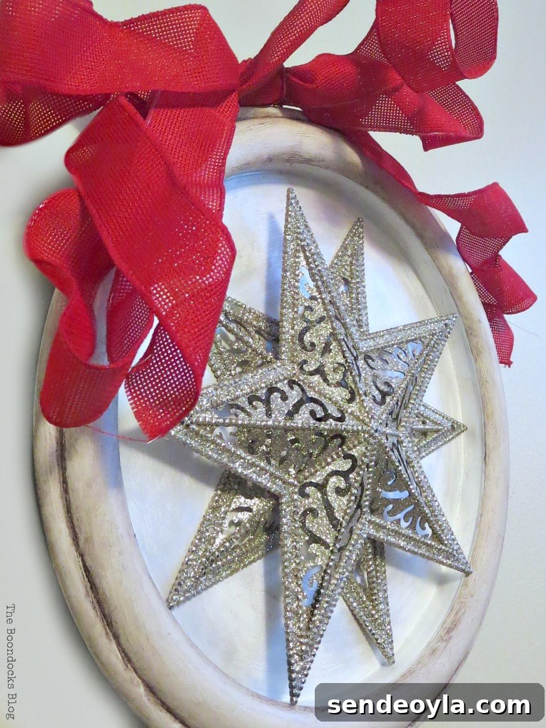 Red ribbon on top of the frame