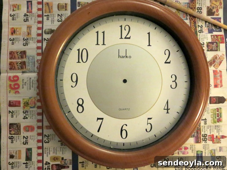 Old plastic clock frame before makeover