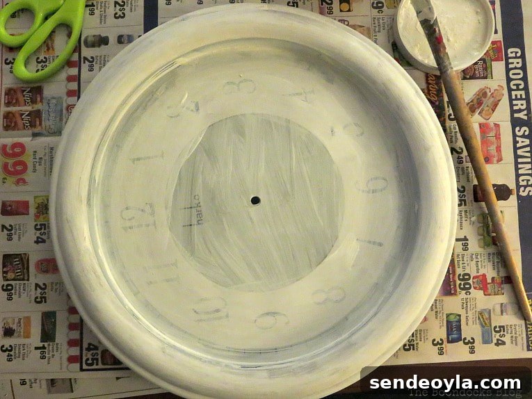 Painting the clock frame with chalk paint