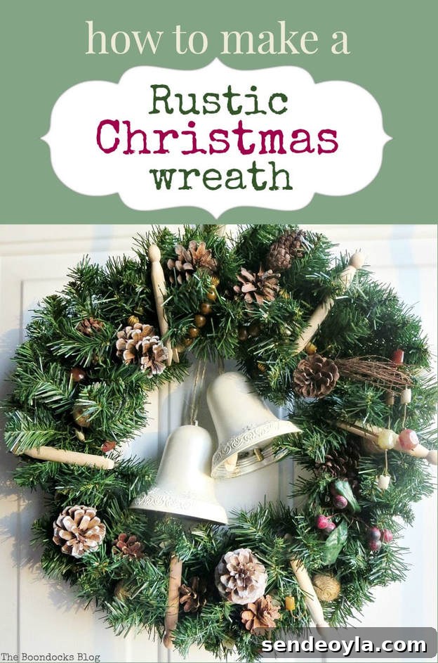 How to make a rustic Christmas wreath using rustic elements such as pine cones, traditional clothes pins and re-purposed, earthy colored necklace beads, #rusticwreath #pinecones #Christmaswreath #Naturalwreath #repurposedbeads #upcycled