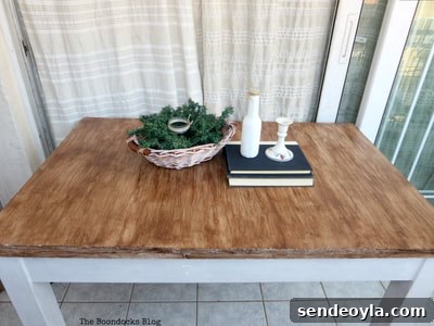 Laminate table painted with gel stain