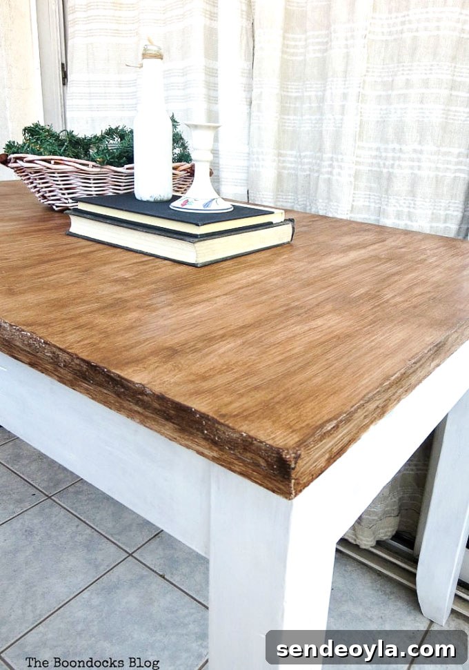 Upcycled laminate table before and after