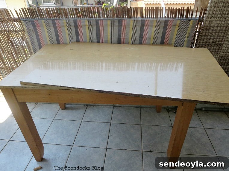 Before image of the laminate table