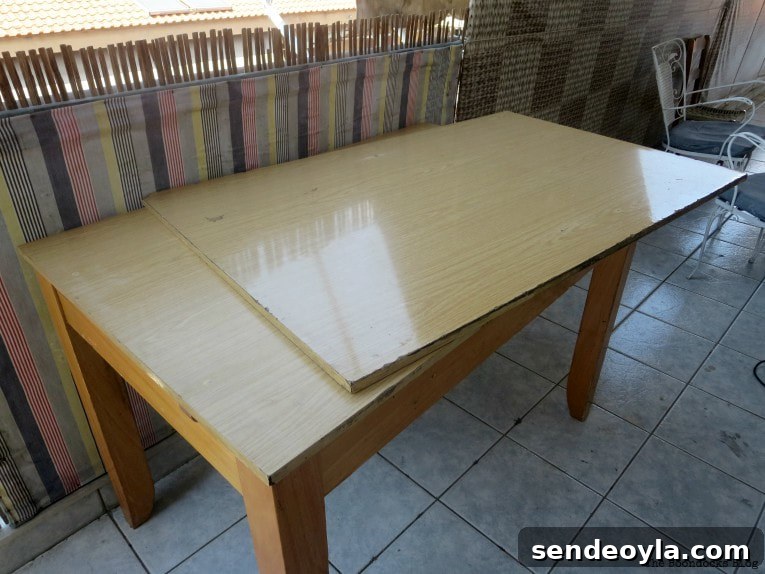Old laminate table ready for makeover