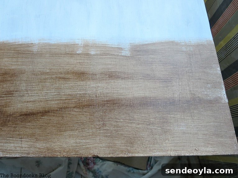 Applying gel stain to laminate table