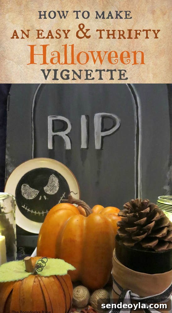 Up-cycling household items for Halloween vignette