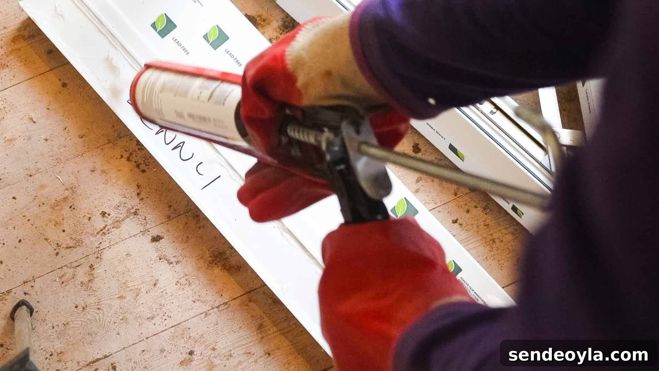 Siliconing window sil before fitting to double glazing