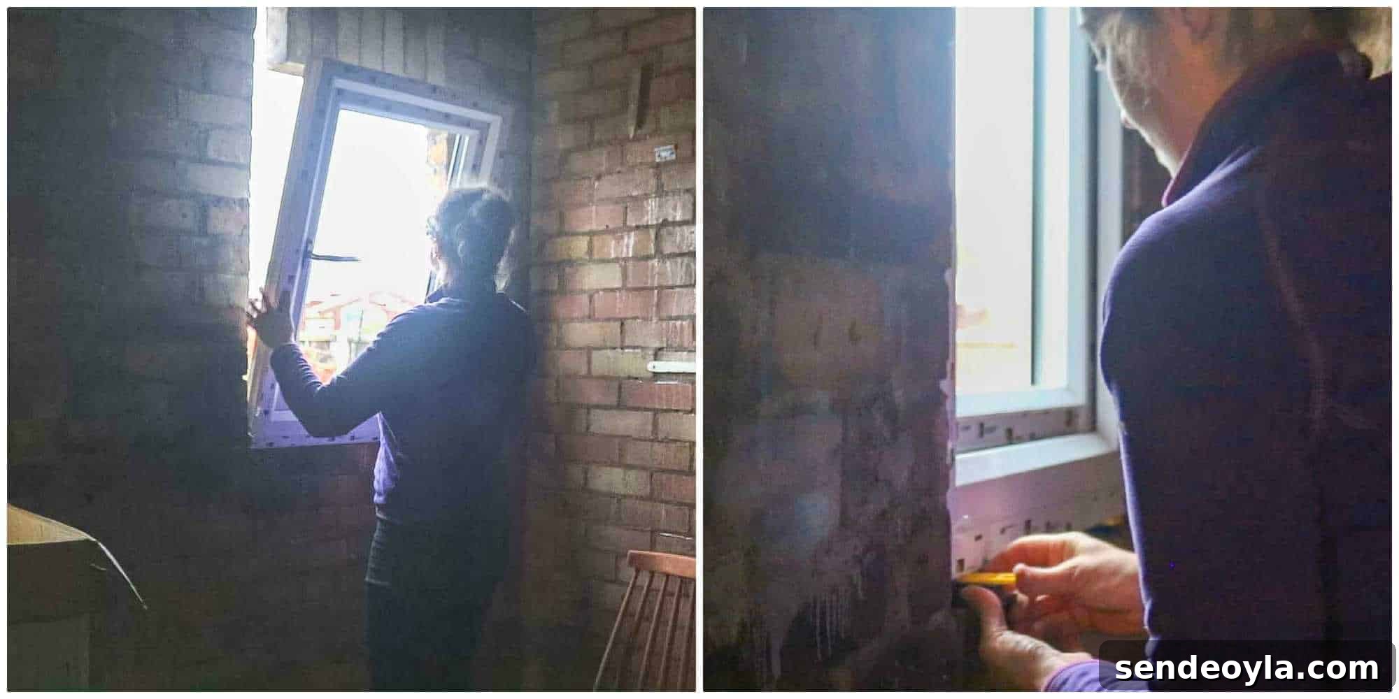 slotting upvc window and filling with packers