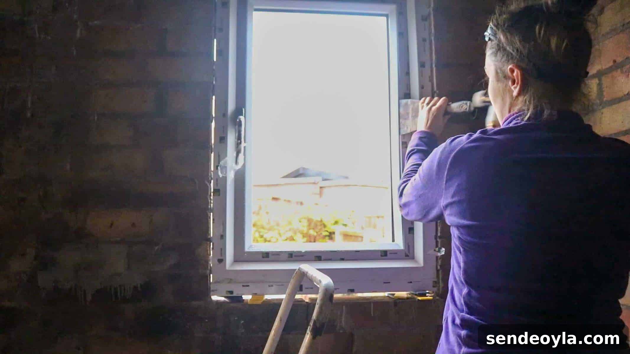 removing window beading with flat filling knife