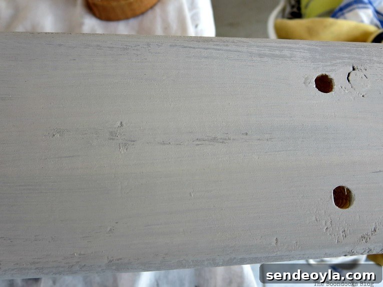 How to Paint and Upgrade an IKEA HEJNE Shelf 9 Distressing the painted Ikea Hejne shelf.