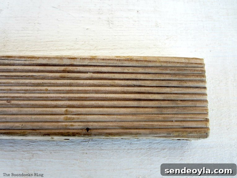 A piece of wood, before, how to easily clean wood with just 2 ingredients